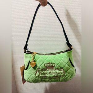 Juicy Couture tale retro Green Quilted mini Shoulder Bag with Gold Charm BNWT